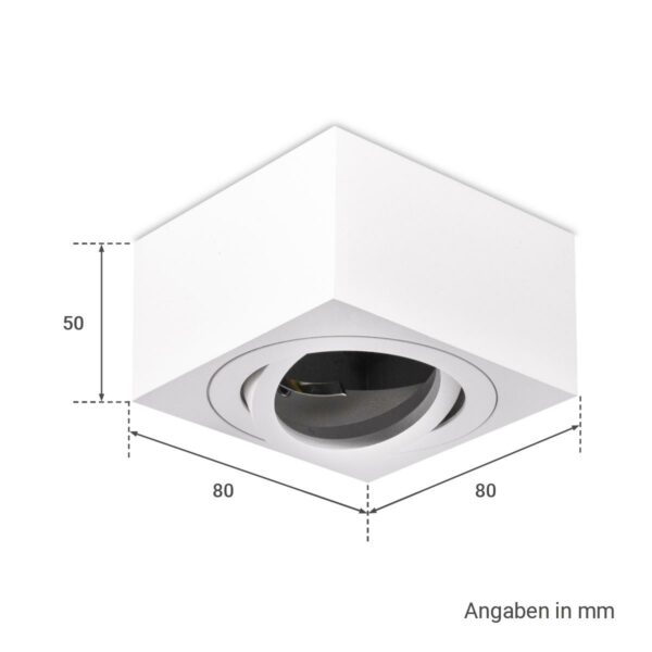 Flacher Aufbaustrahler weiß eckig schwenkbar 5 Watt Neutralweiß 230 Volt dimmbar 38°