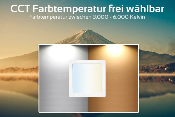 Flacher CCT LED Ein-Aufbaustrahler mit Abdeckring in der Farbe silber - grau