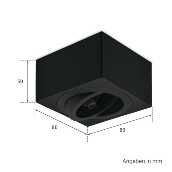 Flacher quadratischer LED Modul Aufbaustrahler in schwarz 3W RGB+Warmweiß 230V dimmbar 60°