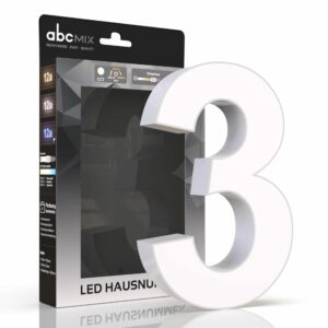 Hausnummer 3 mit LED Beleuchtung