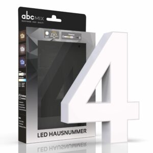 Hausnummer 4 mit LED Beleuchtung