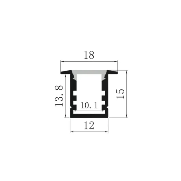 LED Alu Fugen-Profil eloxiert 18 x 15mm opal 200cm