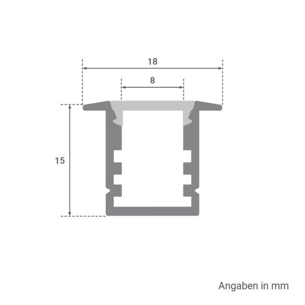 LED Alu Fugen-Profil eloxiert 18 x 15mm opal 200cm