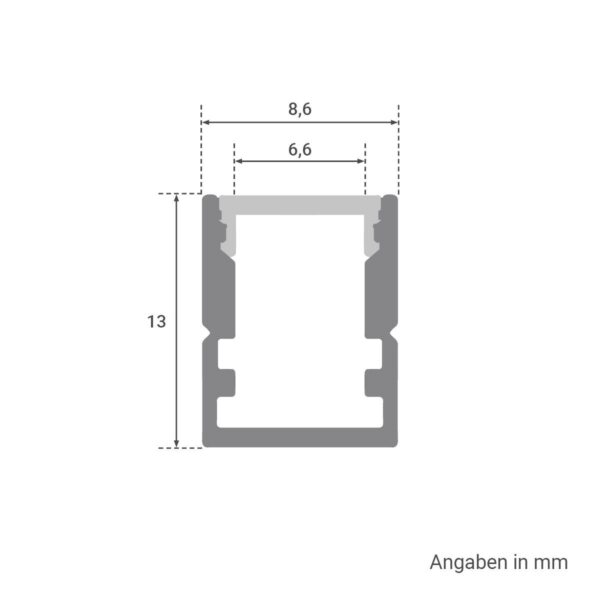 LED Aufbau Alu U-Profil eloxiert 10 x 13mm opal 200cm