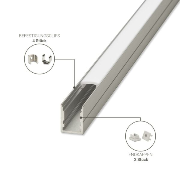 LED Aufbau Alu U-Profil eloxiert 10 x 13mm opal 200cm