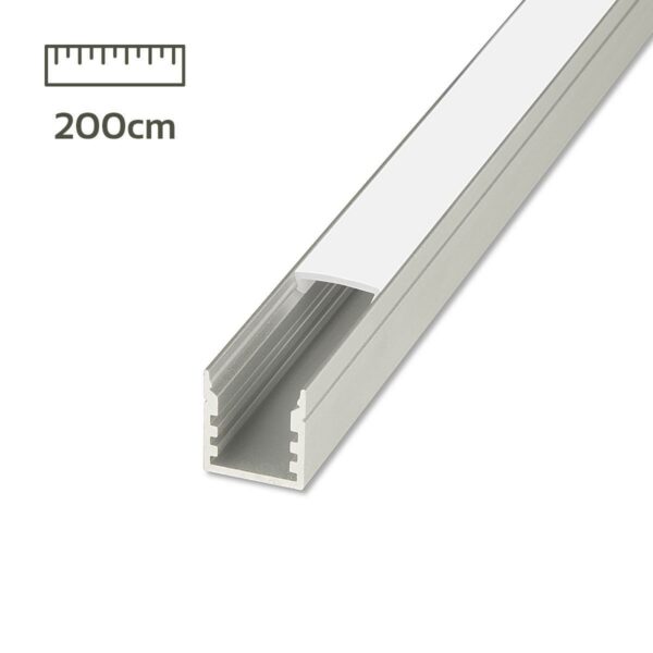 LED Aufbau U-Profil eloxiert 14 x 15mm opal 200cm