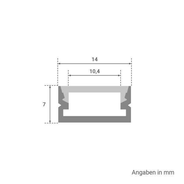 LED Aufbau U-Profil eloxiert 14 x 7mm opal 200cm