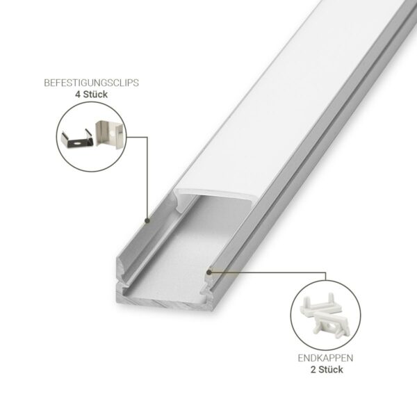 LED Aufbau U-Profil eloxiert 14 x 7mm opal 200cm