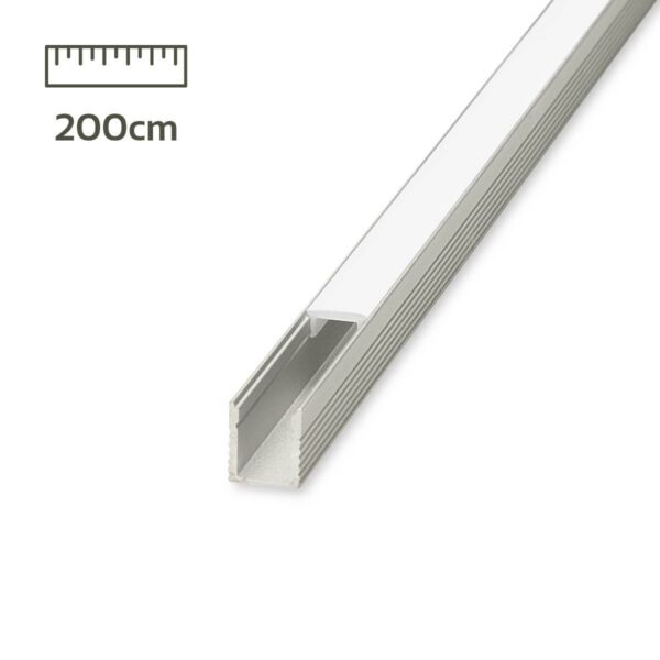 LED Aufbau U-Profil eloxiert 7,8 x 8,9mm opal 200cm