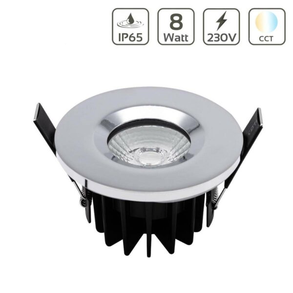 LED Einbaustrahler außen Dachüberstand chrom 230 Volt CCT IP65 68 mm