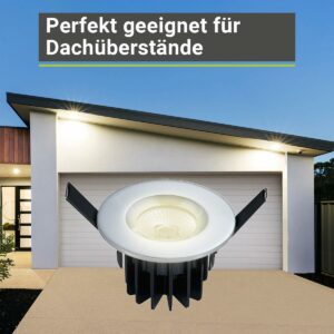 LED Einbaustrahler außen Dachüberstand chrom 230 Volt CCT IP65 68 mm