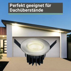 LED Einbaustrahler außen Dachüberstand silber 230 Volt CCT IP65 68 mm