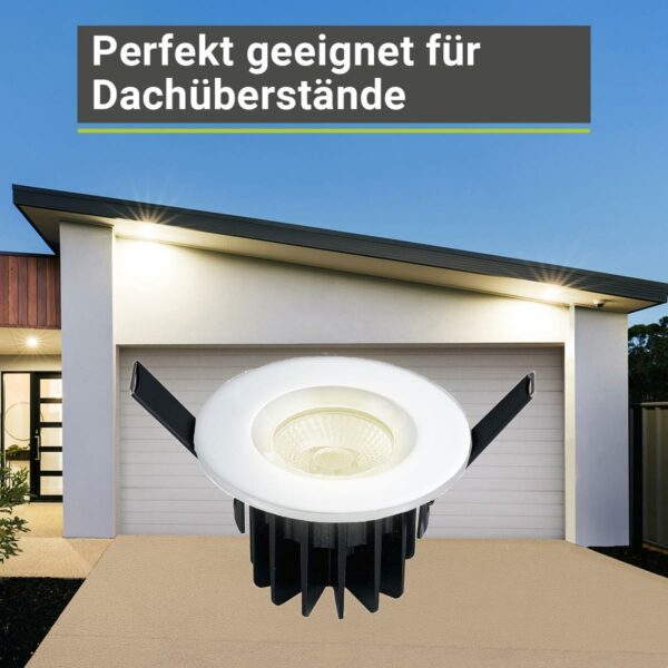 LED Einbaustrahler außen Dachüberstand weiß 230 Volt CCT IP65 68 mm