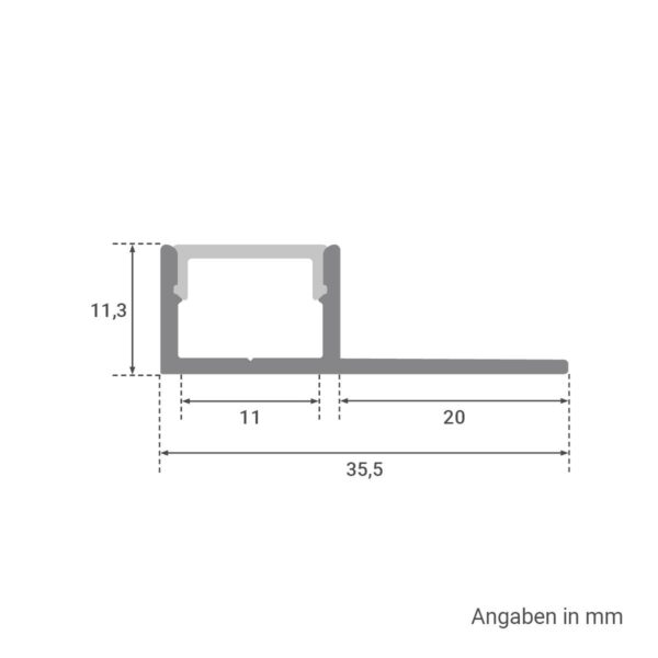 LED Fliesen Abschluss-Profil eloxiert opal 200cm