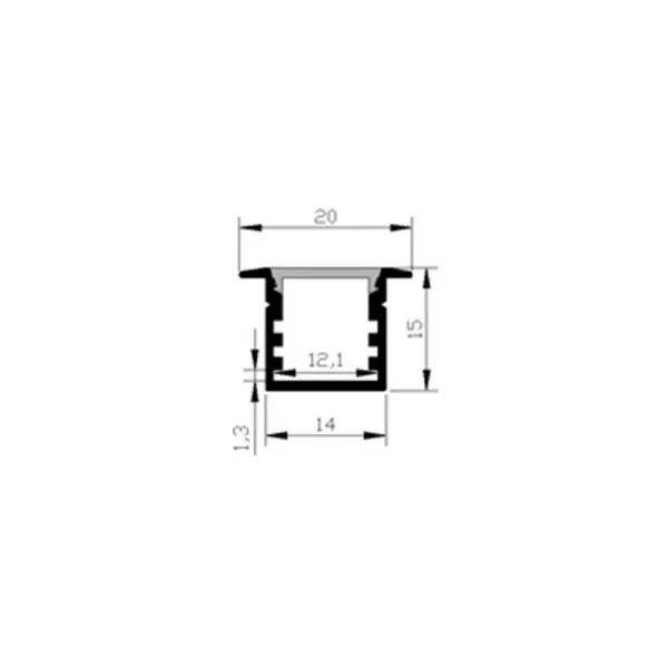 LED Fugen-Profil eloxiert 20 x 15mm opal 200cm