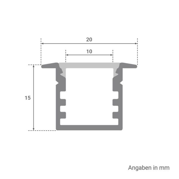 LED Fugen-Profil eloxiert 20 x 15mm opal 200cm