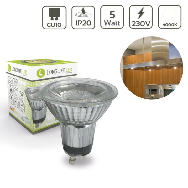 LED GU10 Leuchtmittel 40° neutralweiß 4000 Kelvin 440lm 5 Watt