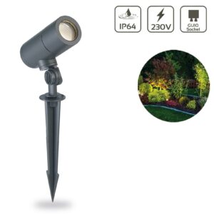 LED Gartenleuchte mit Erdspieß 230 Volt IP64 für GU10 schwarz