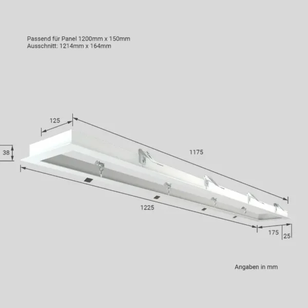 LED Panel Einbaurahmen 120 x 15 cm in weiß