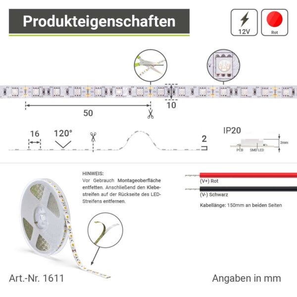 LED Streifen rot 12 Volt