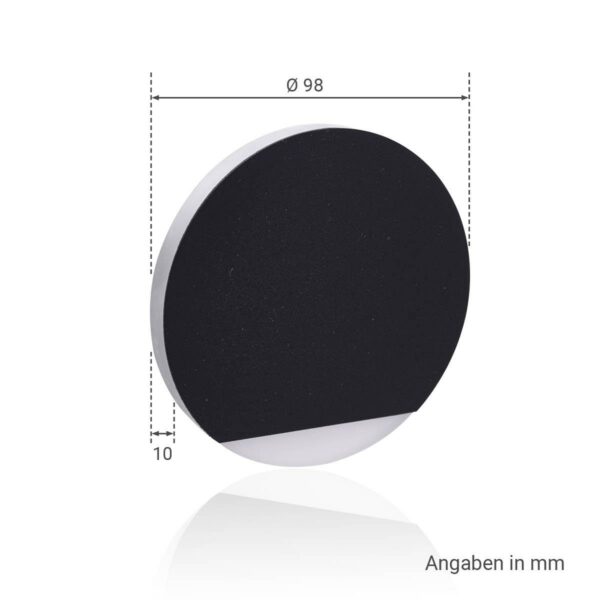 LED Stufenlicht 230V Treppenbeleuchtung rund schwarz Lichtfarbe neutralweiß 4000 Kelvin 1,5 Watt