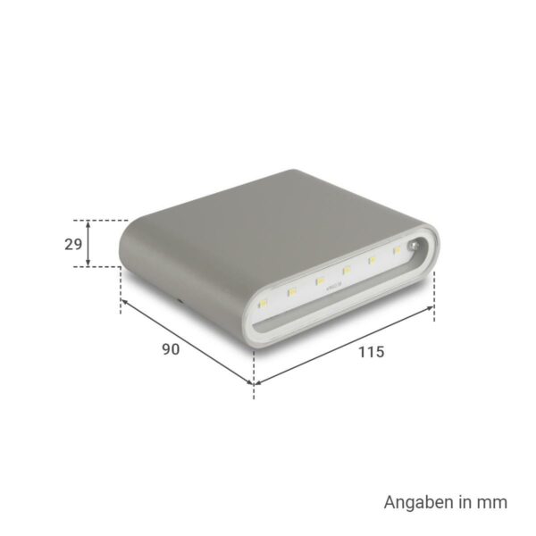 LED Wandleuchte silber UP and DOWN 3000 Kelvin warmweiss 5 Watt IP54