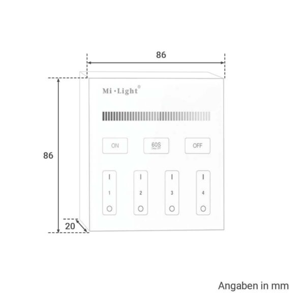 MiBoxer B1 Wandschalter Dimmer 2.4 GHz für einfarbige Beleuchtung Batteriebetrieb 3 Volt