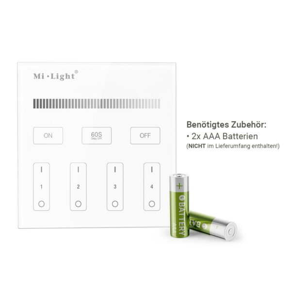 MiBoxer B1 Wandschalter Dimmer 2.4 GHz für einfarbige Beleuchtung Batteriebetrieb 3 Volt