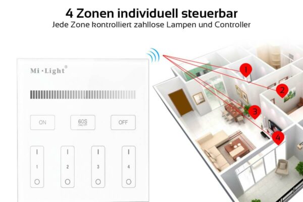 MiBoxer B1 Wandschalter Dimmer 2.4 GHz für einfarbige Beleuchtung Batteriebetrieb 3 Volt