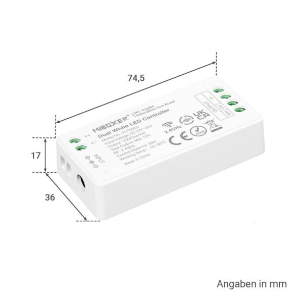 MiBoxer FUT035S CCT LED Controller Mini 2 Kanal 12 / 24 Volt