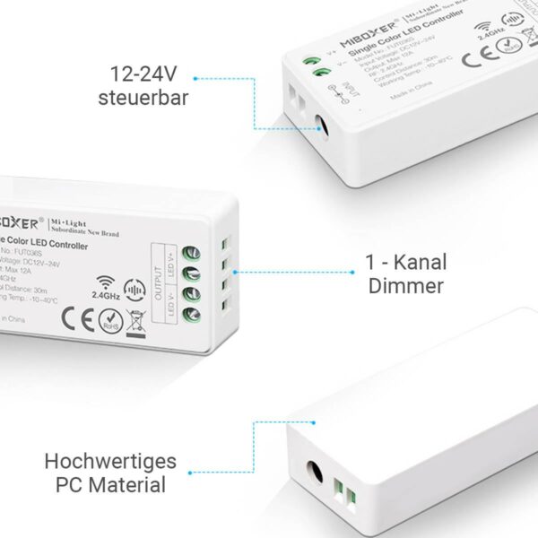 MiBoxer FUT036S LED Dimmer Mini 1 Kanal 12 / 24 Volt