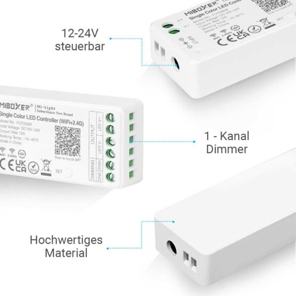 MiBoxer FUT036W LED Dimmer 1 Kanal 12/24V LED Strip WiFi Tuya Alexa Google