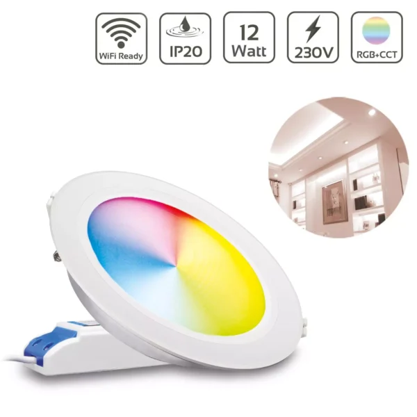 MiBoxer FUT066 RGB+CCT LED Einbaustrahler rund weiss 12 Watt Ø180mm 2.4GHz WiFi ready