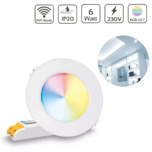 MiBoxer FUT068 RGB+CCT LED Einbaustrahler rund weiss 6 Watt Ø118mm 2.4GHz WiFi ready