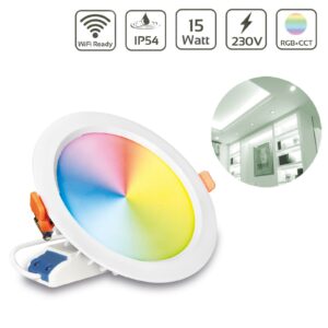 MiBoxer FUT069 RGB+CCT LED Einbaustrahler rund weiss 15 Watt Ø190mm 2.4GHz WiFi ready IP54