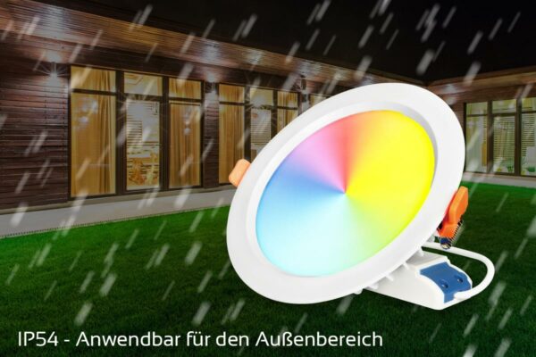 MiBoxer FUT069 RGB+CCT LED Einbaustrahler rund weiss 15 Watt Ø190mm 2.4GHz WiFi ready IP54