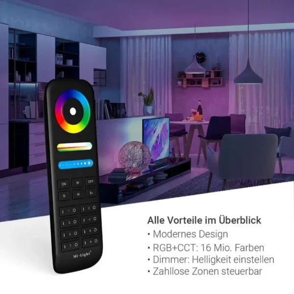 MiBoxer FUT089B RGB+CCT Fernbedienung schwarz 8 Zonen