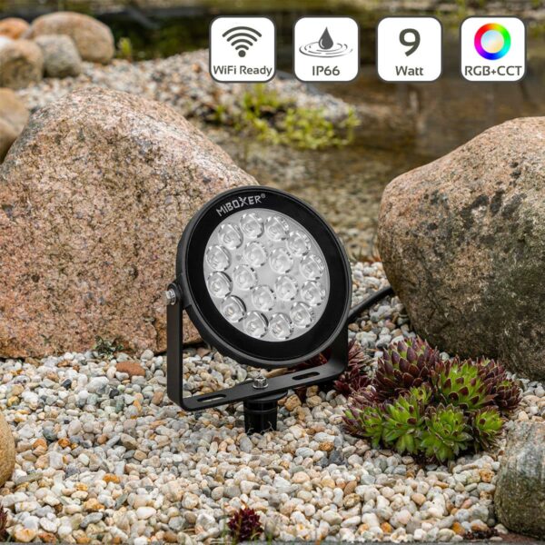 MiBoxer FUTC02 LED Gartenstrahler mit Erdspieß 9 Watt RGB+CCT WiFi