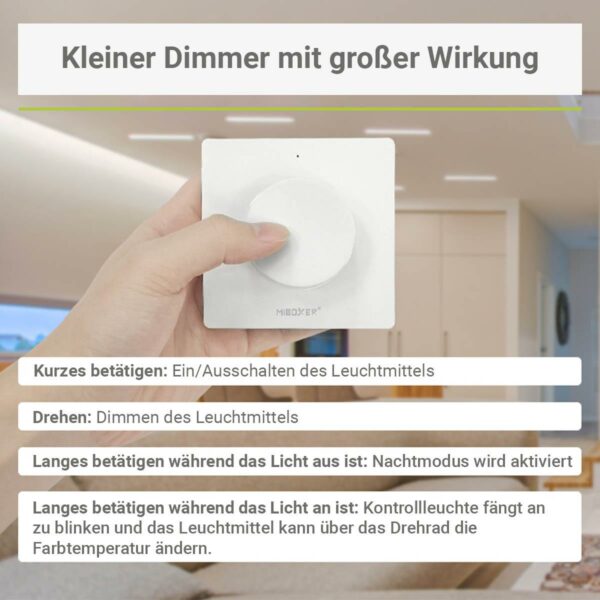 MiBoxer K1 Wandschalter Dimmer Dimmen Schalten batteriebetrieben