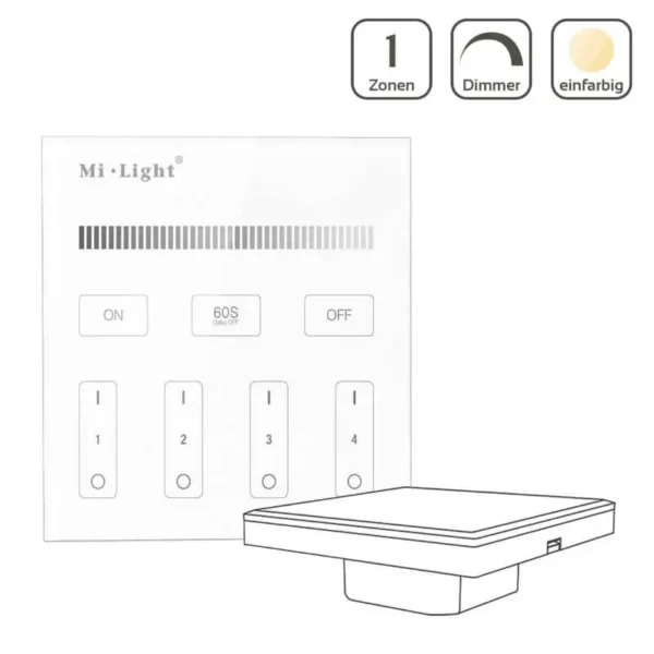 Milight T1 Wandschalter Dimmer 2.4 GHz für einfarbige Beleuchtung 230 Volt