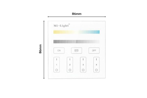 MiBoxer T2 Wandschalter 2.4 GHz für CCT Beleuchtung 4 Zonen 230 Volt