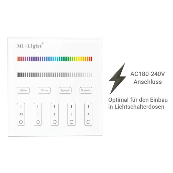 MiBoxer T3 Wandschalter RGBW 4 Zonen 230 Volt