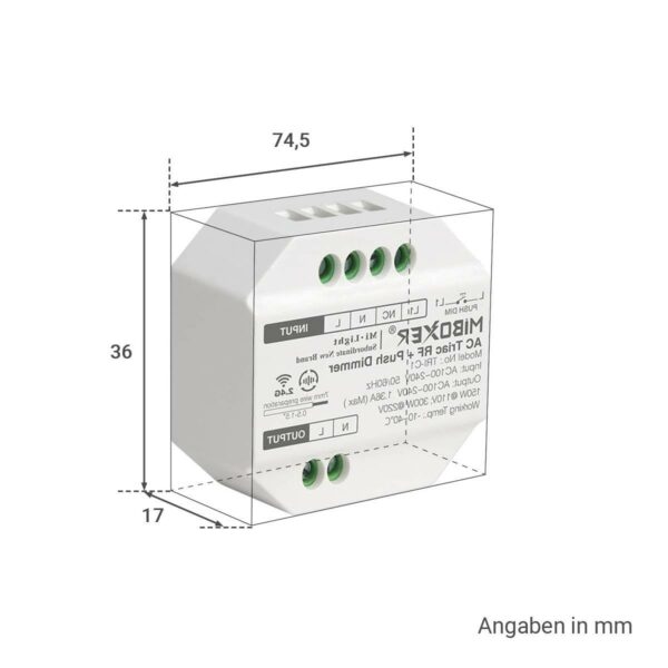 MiBoxer TRI-C1 LED Funkdimmer 300 Watt Triac RF+Push Dimmer