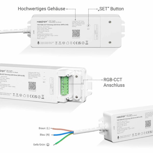 MiBoxer WL5-P75 RGB+CCT Controller mit 24 Volt Netzteil 75 Watt Tuya Alexa Google Steuerung