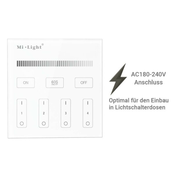 Miboxer T1 Wandschalter Dimmer 2.4 GHz für einfarbige Beleuchtung 230 Volt