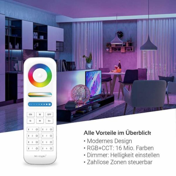 Milight MiBoxer FUT089 RGB + CCT Funk Fernbedienung für 8 Zonen