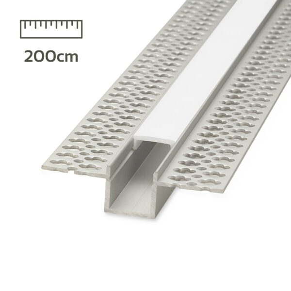 Trockenbau U-Einbau-Profil für LED Streifen eloxiert 55,5 x 15mm opal 200cm