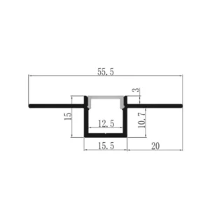 Trockenbau U-Einbau-Profil für LED Streifen eloxiert 55,5 x 15mm opal 200cm