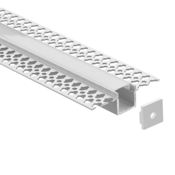 Trockenbau U-Einbau-Profil für LED Streifen eloxiert 55,5 x 15mm opal 200cm