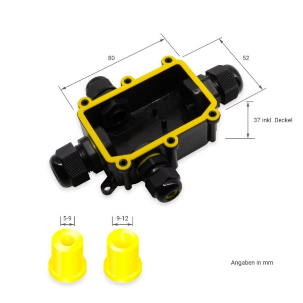 Verbindungsbox IP68 für Erdkabel Kreuz 4-fach 5-polig